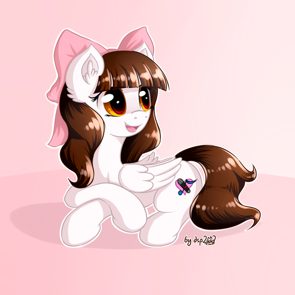 Size: 1536x1536 | Tagged: safe, artist:dsp2003, derpibooru import, oc, oc:jennabun, unofficial characters only, pegasus, pony, bow, cute, diabetes, female, hair bow, open mouth, simple background