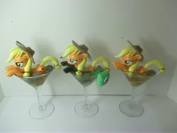 Size: 4608x3456 | Tagged: safe, artist:earthenpony, derpibooru import, applejack, pony, absurd resolution, alcohol, appletini, craft, cup of pony, food, irl, martini, micro, photo, saddle bag, sculpture, solo