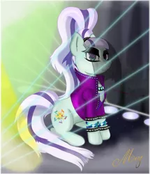 Size: 2248x2610 | Tagged: artist:meze-diapason, clothes, coloratura, countess coloratura, derpibooru import, looking at you, safe, signature, sitting, solo, the mane attraction, the spectacle, veil