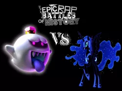 Size: 960x720 | Tagged: safe, derpibooru import, nightmare moon, alicorn, ghost, pony, undead, black background, boo (super mario), crown, epic rap battles of history, ethereal mane, female, jewelry, king boo, mare, meme, regalia, simple background, starry mane, super mario bros., tongue out