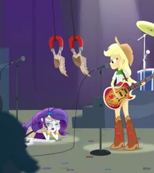 Size: 483x541 | Tagged: safe, derpibooru import, screencap, applejack, rarity, equestria girls, rainbow rocks, crying, magnet