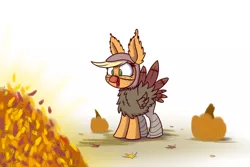 Size: 1280x854 | Tagged: applejack, artist:heir-of-rick, clothes, costume, cute, daily apple pony, derpibooru import, ear fluff, fluffy, happy, leaves, open mouth, pumpkin, safe, smiling, solo, turkey, turkey costume