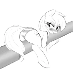 Size: 1280x1280 | Tagged: suggestive, artist:randy, derpibooru import, oc, oc:aryanne, unofficial characters only, earth pony, pony, black and white, clothes, female, grayscale, monochrome, nazi, panties, plot, solo, solo female, striped underwear, swastika, tank (vehicle), underwear