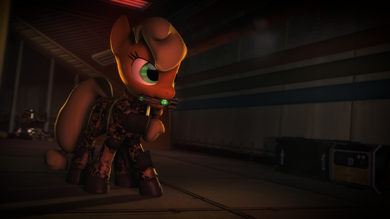 Size: 3840x2160 | Tagged: 3d, applejack, artist:valdemar1251, camouflage, derpibooru import, safe, solo, source filmmaker