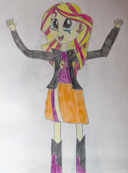 Size: 510x691 | Tagged: safe, artist:hakdurbin, derpibooru import, sunset shimmer, equestria girls, christian sunset shimmer, crying, humanized, tears of joy, traditional art