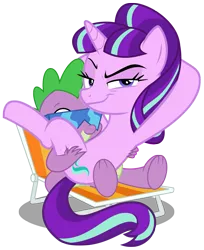 Size: 1171x1433 | Tagged: artist:titanium-pony, artist:xebck, bedroom eyes, chair, cowgirl position, derpibooru import, edit, female, implied foalcon, male, raised eyebrow, s5 starlight, shipping, simple background, smirk, sparlight, spike, spreading, spread legs, starlight glimmer, straight, suggestive, sunglasses, the cutie re-mark, transparent background, vector, vector edit, welcome home twilight