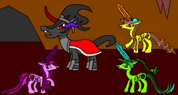 Size: 1209x641 | Tagged: safe, artist:killerbug2357, derpibooru import, king sombra, oc, oc:katherine, oc:persephone, oc:seraphina, alicorn, pony, 1000 hours in ms paint, alicorn oc, magic, ms paint