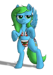 Size: 826x1169 | Tagged: suggestive, artist:darkhestur, derpibooru import, oc, oc:sweet key, unofficial characters only, pegasus, pony, bedroom eyes, bikini, bipedal, christmas, clothes, female, solo, standing, swimsuit