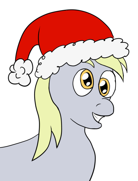 Size: 2484x3257 | Tagged: safe, artist:yadge, derpibooru import, derpy hooves, pegasus, pony, christmas, female, hat, mare, santa hat, simple background, solo