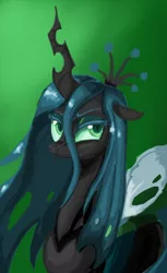 Size: 720x1176 | Tagged: artist:miracle32, changeling, changeling queen, derpibooru import, female, queen chrysalis, safe, simple background, solo