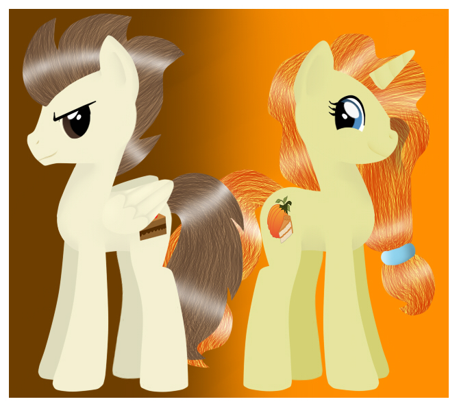 Size: 670x592 | Tagged: safe, artist:sunset-sunrize, derpibooru import, pound cake, pumpkin cake, adult, cake twins, image, jpeg, older, older cake twins, older pound cake, older pumpkin cake