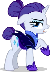 Size: 3447x5000 | Tagged: absurd resolution, alternate hairstyle, alternate timeline, artist:xebck, clothes, derpibooru import, night maid rarity, nightmare takeover timeline, open mouth, raised hoof, rarity, safe, simple background, solo, the cutie re-mark, transparent background, vector