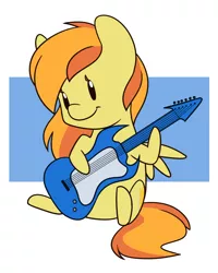 Size: 1198x1500 | Tagged: artist:estrill, chibi, derpibooru import, guitar, oc, oc:graceful sunrise, safe, solo, unofficial characters only