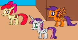 Size: 1508x784 | Tagged: 1000 hours in ms paint, apple bloom, artist:killerbug2357, cutie mark crusaders, derpibooru import, ms paint, safe, scootaloo, sweetie belle, wrong cutie mark