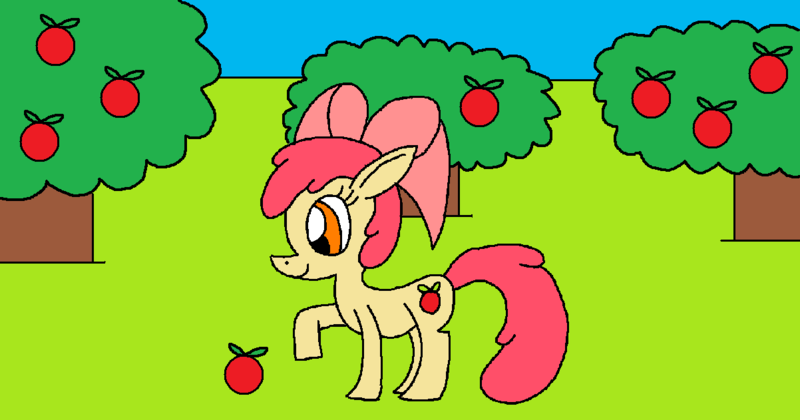 Size: 1202x631 | Tagged: 1000 hours in ms paint, apple, apple bloom, artist:killerbug2357, derpibooru import, food, ms paint, safe, solo, tree, wrong cutie mark