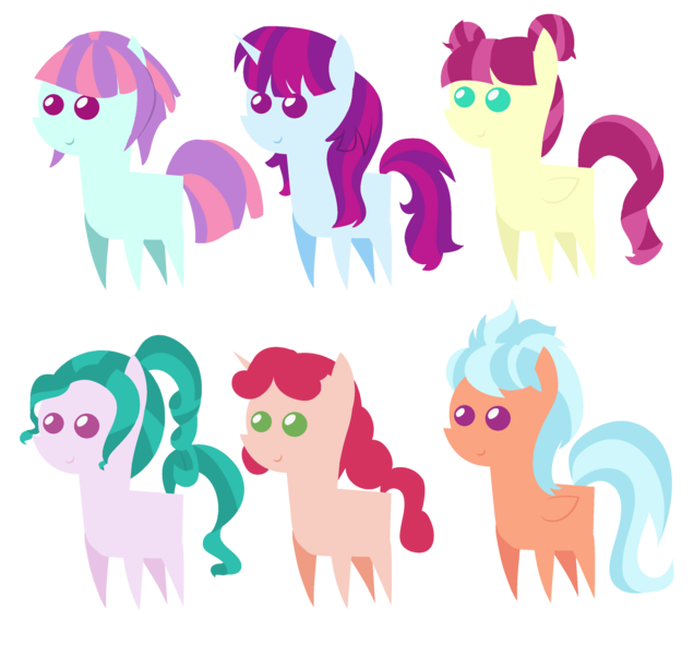 Size: 3182x3000 | Tagged: safe, artist:berrypunchrules, derpibooru import, alizarin bubblegum, frosty orange, majorette, mystery mint, sunny flare, sweeten sour, ponified, earth pony, pegasus, pony, unicorn, equestria girls, friendship games, azura, background human, equestria girls ponified, pointy ponies, simple background, transparent background