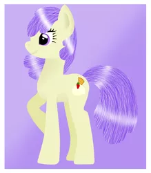 Size: 568x649 | Tagged: safe, artist:sunset-sunrize, derpibooru import, cream puff, pony, female, mare, older, raised leg, simple background, smiling, solo