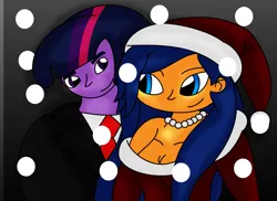 Size: 2338x1700 | Tagged: safe, artist:t-mack56, derpibooru import, flash sentry, twilight sparkle, equestria girls, 1000 hours in ms paint, christmas, dusk shine, duskflare, equestria guys, female, flare warden, flashlight, male, ms paint, rule 63, shipping, snow, straight