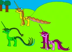 Size: 1024x739 | Tagged: safe, artist:killerbug2357, derpibooru import, oc, oc:katherine, oc:persephone, oc:seraphina, unofficial characters only, alicorn, pony, 1000 hours in ms paint, alicorn oc, ms paint