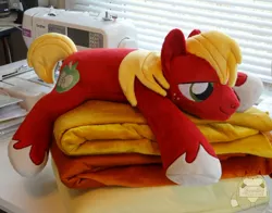 Size: 1280x1006 | Tagged: safe, artist:janellesplushies, derpibooru import, big macintosh, earth pony, pony, irl, male, photo, plushie, sewing machine, solo, stallion, traditional art, watermark