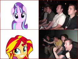 Size: 963x728 | Tagged: safe, derpibooru import, starlight glimmer, sunset shimmer, equestria girls, rainbow rocks, the cutie re-mark, cute, drama, exploitable meme, glimmerbetes, meme, reaction guys, shimmerbetes, starlight drama, sunset vs starlight debate