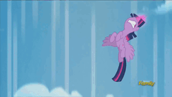 Size: 640x360 | Tagged: safe, derpibooru import, screencap, starlight glimmer, twilight sparkle, twilight sparkle (alicorn), alicorn, pony, the cutie re-mark, angry, animated, beam, cloud, discovery family logo, dodge, female, fight, flying, glare, glowing horn, gritted teeth, levitation, magic, magic blast, mare, power levels are bullshit, self-levitation, spread wings, telekinesis