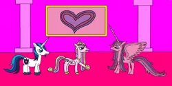 Size: 1024x514 | Tagged: safe, artist:killerbug2357, derpibooru import, princess cadance, shining armor, oc, oc:seraphina, alicorn, pony, unicorn, 1000 hours in ms paint, alicorn oc, ms paint