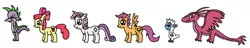 Size: 1024x195 | Tagged: 1000 hours in ms paint, apple bloom, artist:killerbug2357, cutie mark crusaders, derpibooru import, dragon, ms paint, safe, scootaloo, spike, sweetie belle, wrong cutie mark, yeti