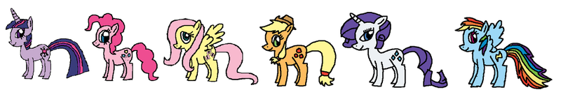 Size: 1024x182 | Tagged: 1000 hours in ms paint, applejack, artist:killerbug2357, derpibooru import, fluttershy, mane six, ms paint, pinkie pie, rainbow dash, rarity, safe, twilight sparkle