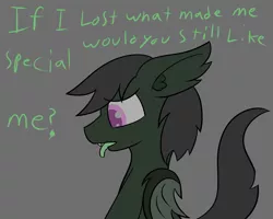 Size: 1280x1024 | Tagged: safe, artist:askhypnoswirl, derpibooru import, oc, oc:maraco arco, unofficial characters only, bat pony, pony, sad, text