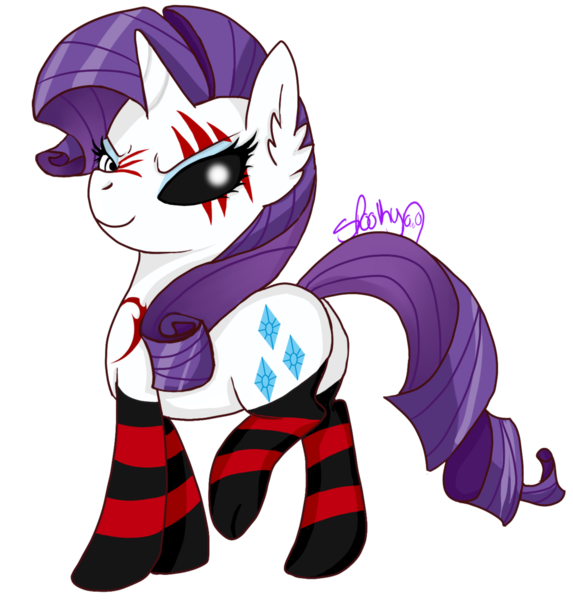 Size: 1024x1072 | Tagged: artist:spooky-kitteh, clothes, derpibooru import, lil-miss rarity, rarity, semi-grimdark, socks, solo, striped socks