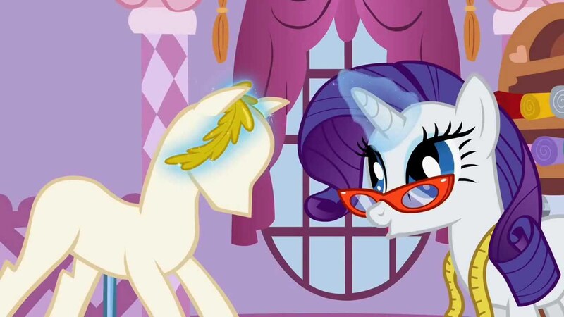 Size: 1280x720 | Tagged: art of the dress, derpibooru import, glasses, magic, rarity, safe, screencap, solo, suited for success, telekinesis, youtube link