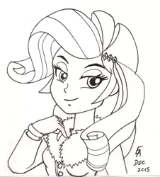 Size: 800x885 | Tagged: safe, artist:mayorlight, derpibooru import, rarity, equestria girls, ink drawing, monochrome, solo, traditional art