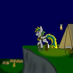 Size: 1280x1280 | Tagged: safe, artist:askhypnoswirl, derpibooru import, oc, unofficial characters only, pegasus, pony, bruised, fantasy class, knight, lantern, night, tent, warrior