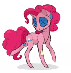 Size: 1226x1270 | Tagged: artist:jellybeanbullet, button eyes, derpibooru import, doll, patchwork, pinkie pie, safe, solo, toy