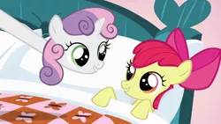 Size: 1280x720 | Tagged: apple bloom, derpibooru import, hush now quiet now, long neck, safe, screencap, sweetie belle, youtube link