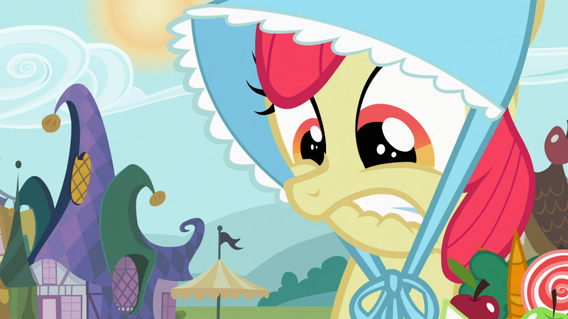 Size: 1366x768 | Tagged: safe, derpibooru import, screencap, apple bloom, family appreciation day, bonnet, solo