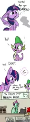 Size: 806x3224 | Tagged: safe, artist:tjpones, derpibooru import, spike, twilight sparkle, twilight sparkle (alicorn), oc, oc:briquette, alicorn, dragon, pony, angry, arsenic, caution sign, cheek fluff, chest fluff, cigar, cigarette, comic, cute, dialogue, ear fluff, fangs, female, floppy ears, fluffy, frown, gasoline, glare, lead, levitation, magic, male, mare, mercury (element), ocbetes, open mouth, shocked, sideways glance, sign, smiling, smoking, spread wings, surprised, telekinesis, wide eyes