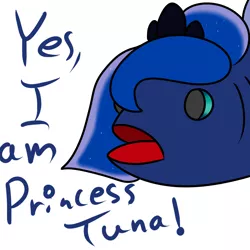 Size: 1000x1000 | Tagged: artist:spritepony, derpibooru import, fishified, not salmon, princess luna, princess tuna, safe, simple background, solo, species swap, tuna, wat, white background