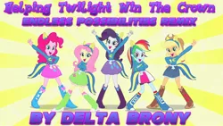 Size: 1920x1080 | Tagged: safe, artist:dashiemlpfim, derpibooru import, applejack, fluttershy, pinkie pie, rainbow dash, rarity, equestria girls, clothes, crossover, delta brony, endless possibilities, helping twilight win the crown, kingspartax37, music, sonic the hedgehog (series), sonic unleashed, sweater, sweatershy, wondercolts, youtube link