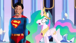 Size: 1280x720 | Tagged: safe, artist:toucanldm, derpibooru import, princess celestia, christopher reeve, crossover, superman, superman meets my little pony, youtube link