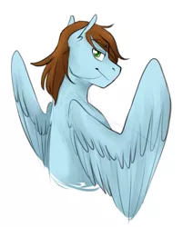 Size: 513x639 | Tagged: safe, artist:redxbacon, derpibooru import, oc, oc:sorren, unofficial characters only, pegasus, pony, sitting, smirk, solo, wings