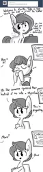 Size: 806x3224 | Tagged: safe, artist:tjpones, derpibooru import, oc, oc:brownie bun, unofficial characters only, horse wife, ask, brownie bun without her pearls, coffee, comic, cup, dialogue, food, monochrome, offscreen character, tumblr