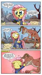 Size: 1000x1775 | Tagged: safe, artist:daniel-sg, derpibooru import, fluttershy, deathclaw, pegasus, pony, comic, crossover, fallout, fallout 4, female, finding nemo, monster