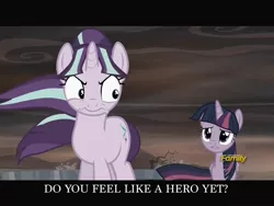 Size: 2048x1536 | Tagged: safe, derpibooru import, screencap, starlight glimmer, twilight sparkle, twilight sparkle (alicorn), alicorn, pony, the cutie re-mark, alternate timeline, ashlands timeline, barren, discovery family logo, do you feel like a hero yet?, female, implied genocide, mare, post-apocalyptic, s5 starlight, spec ops: the line, wasteland