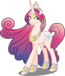 Size: 3979x4688 | Tagged: safe, artist:xebck, derpibooru import, idw, princess amore, crystal pony, pony, unicorn, fiendship is magic, spoiler:comic, female, gradient mane, idw showified, mare, simple background, solo, transparent background