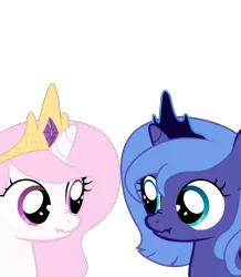 Size: 848x972 | Tagged: artist:camtwosix, cewestia, derpibooru import, filly, looking at each other, pink-mane celestia, princess celestia, princess luna, safe, scrunch battle, scrunchy face, simple background, sisters, stare, staring contest, transparent background, woona