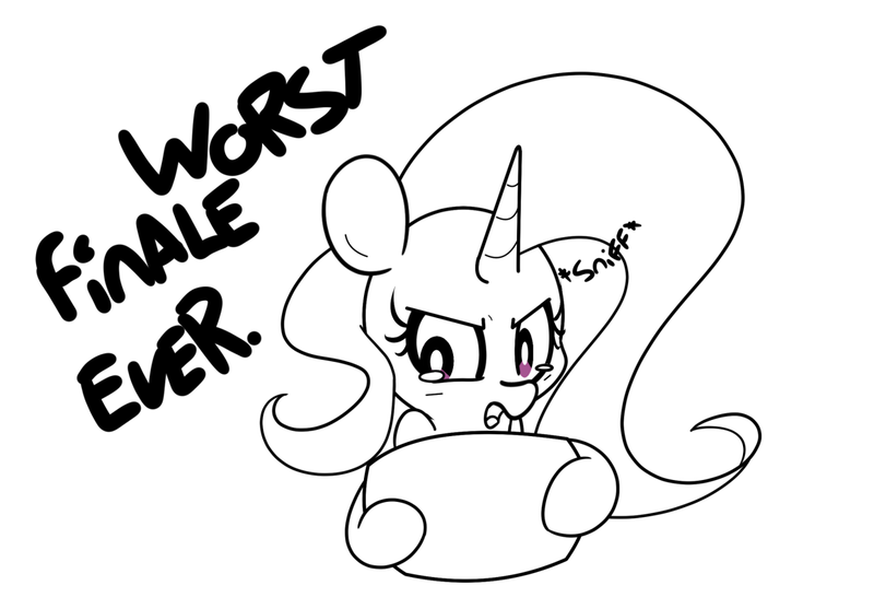 Size: 1280x873 | Tagged: safe, artist:turtlefarminguy, derpibooru import, doctor whooves, time turner, trixie, pony, unicorn, crying, female, mare, monochrome