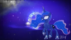 Size: 1920x1080 | Tagged: safe, artist:theshadowstone, artist:xxstrawberry-rosexx, derpibooru import, princess luna, alicorn, pony, combination, cutie mark, female, glowing eyes, mare, pokémon, primal kyogre, solo, space, vector, wallpaper