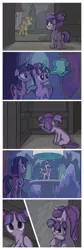 Size: 1280x3810 | Tagged: safe, artist:inkygarden, derpibooru import, starlight glimmer, sunburst, twilight sparkle, twilight sparkle (alicorn), alicorn, pony, unicorn, the cutie re-mark, castle, comic, crying, cute, double the glimmer, eyes closed, feels, female, filly, filly starlight glimmer, floppy ears, frown, glimmerbetes, heartwarming, hug, levitation, magic, mare, ponies riding ponies, rain, self adoption, self ponidox, sitting, telekinesis, this will end in timeline distortion, time paradox, time travel, wavy mouth, wide eyes, younger